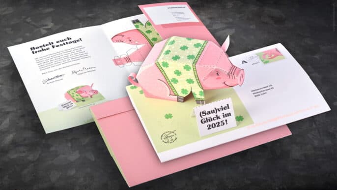 Werbeschmiede AG, Janosh Rasser und Stephan Widmer Direct Mail Bastelbogen und Illustration zum Neuen Jahr Werbeschmiede Zürich