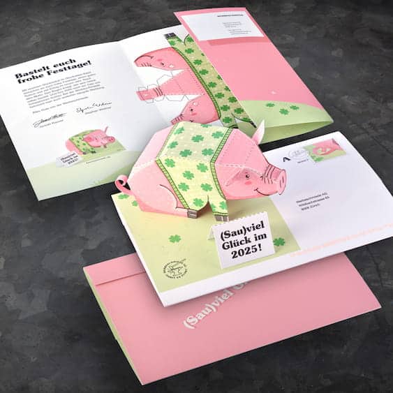 Direct Mail Bastelbogen und Illustration zum Neuen Jahr Werbeschmiede Zürich