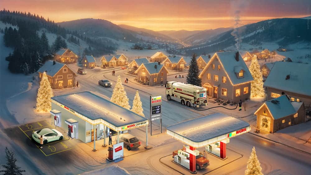 Migrol Charge Illustration Werbeschmiede Winter Weihnachten